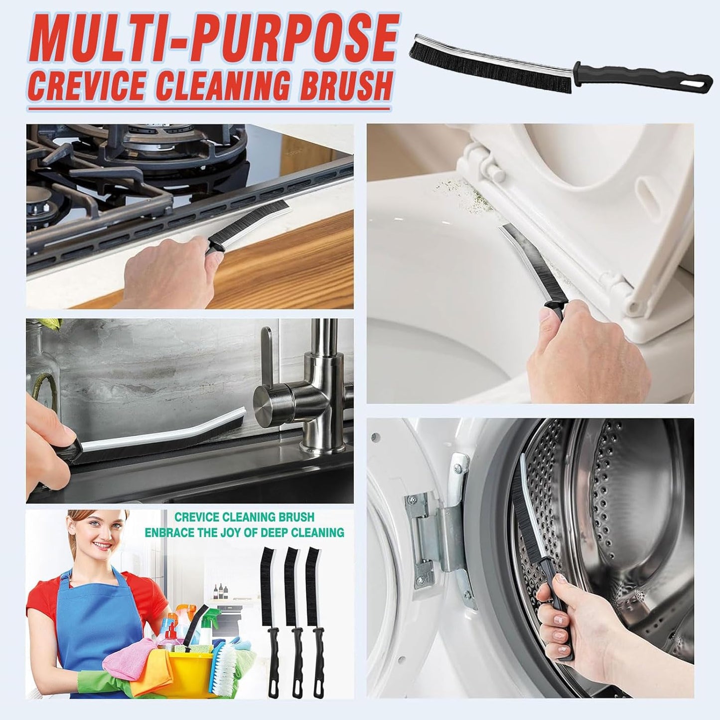 Crevice Cleaning Brush Set, Multi-Purpose Hard Bristle Brushes for Deep Cleaning Kitchen, Bathroom, Grout, Sink, Cup, Teapot, Bottle, Blender, Corners, Tight Spaces & More (12)