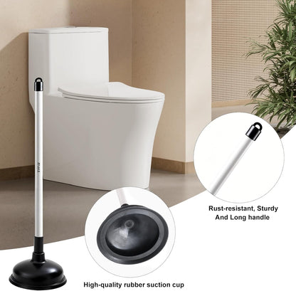 Toilet Plunger and Brush Set with Hideaway Holder – Heavy Duty Bathroom Cleaning Tools – Compact Toilet Bowl Cleaner & Plunger Combo for Modern Home Decor