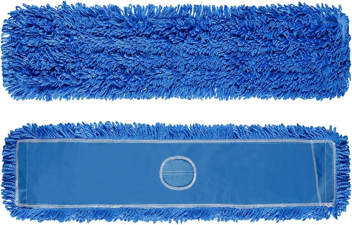 DR DAPPER 36-Inch Commercial Dust Mop Head, Large Washable Microfiber Dust Mop Replacement Head, Sweeper and Janitorial Supplies (Blue-2 Pack)