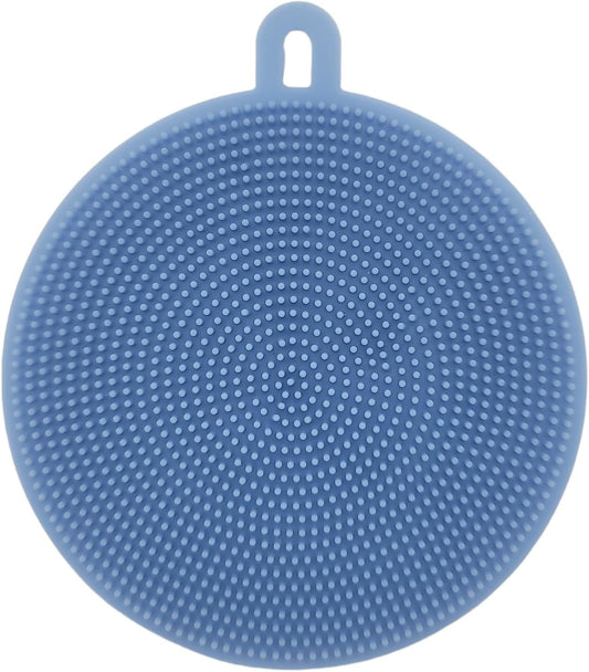 Handy Housewares 4" Round Silicone Dish Scrubbing Sponge/Vegetable Scrubber Brush (Pastel Blue, 1 Pack)