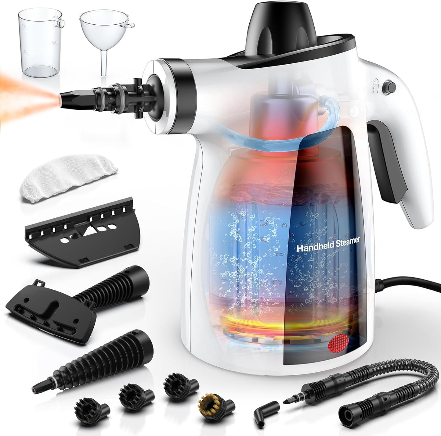 Steam Cleaner, Pressurized Handheld 13pcs Multi-Purpose Natural Deep Cleaning Steamer, Portable Steamer for Cleaning Home, Grout, Kitchen, Car, Window, Upholstery, Bathroom and Clothes, Gray