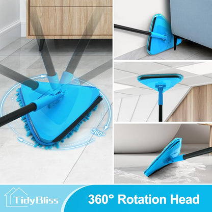 Wall Cleaning Mop with Long Handle 80”, Ceiling Duster Scrubber with 360° Swivel Collapsible Head, Baseboard Cleaner Tool with 3 Chenille and 3 Microfiber Pads for Windows Floor (Red)