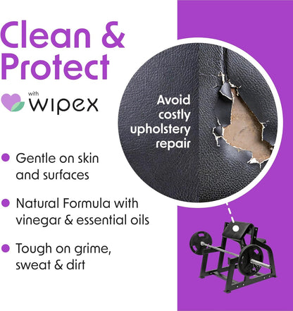 Wipex Yoga Mat Cleaner Wipes, EWG Verified, 400 Ct Plant-Based Lemongrass, Eucalyptus & Vinegar Wipes for Gym & Fitness Equipment & All Purpose Gym Cleaning - Safe for Peloton Bikes & Treadmills