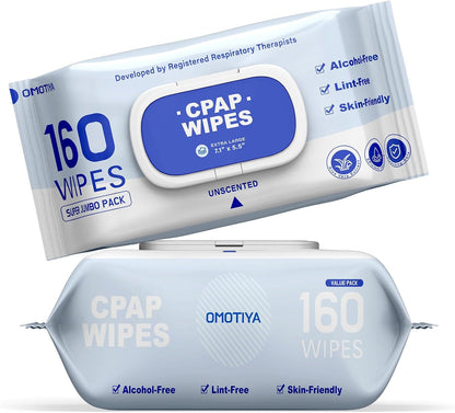 CPAP Mask Wipes, 160 Count Super Jumbo Pack, FSA/HSA Eligible, Extra Large & Moist, Unscented, Lint Free, Alcohol Free, Cleansing-Safe, Cleaning Wipes for Mask, CPAP Machine & Supplies, 1-Pack
