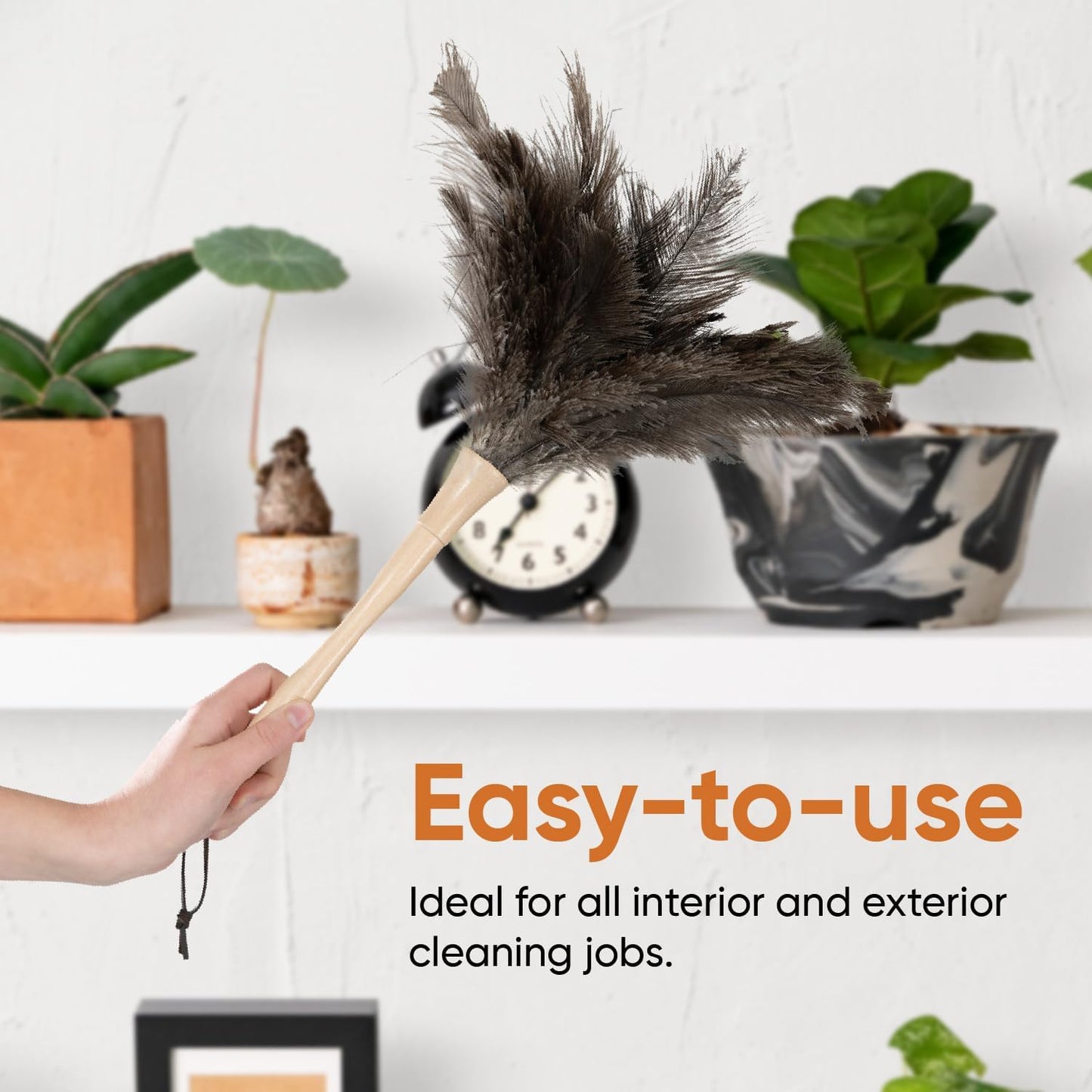 Superio Ostrich Feather Duster Fluffy Dust Remover, with Wooden Handle Reusable for Cleaning Homes, Ceilings, and Furniture (12 Pack)