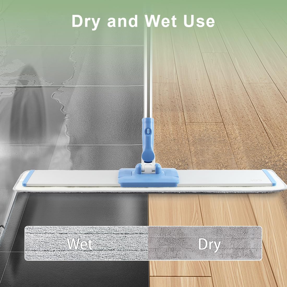 CQT Commercial Flat Microfiber Floor Mop Cleaning System 24" Inch Wet Dry and Dust Hardwood with 4 Washable Pads Cleaner for Laminate Tile Stainless Steel Handle and Extension (PT14 Brown)