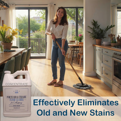 Porcelain & Ceramic Tile Floor Cleaner - Mop Soap Concentrate for mopping - Streak-Free Clean, Ph Neutral and non-Toxic - Safe for Marble, Travertine, Limestone - 32 fl oz (1-qt)