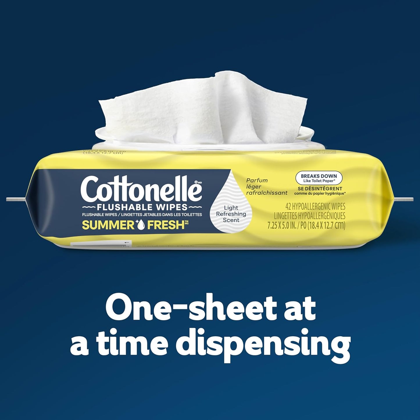 Cottonelle Fragrance Free Flushable Wet Wipes, Adult Wet Wipes, 2 Flip-Top Packs, 42 Wipes Per Pack