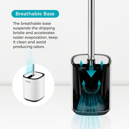 Toilet Brush Holder Set Toilet Bowl Brush Stainless Steel Automatic Open lid Toilet Bowl Cleaner Brush with Durable Bristle Head Toilet Cleaning Brush for Bathroom