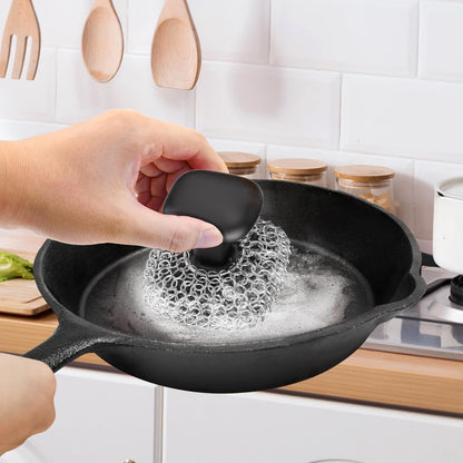 Cast Iron Scrubber | Dish Scrub Brush | 316 Cast Iron Cleaner Chainmail Scrubber for Pan Skillet Cleaner - Dish Scouring Pad Dishwasher Safe Cleaning Kit, Blue