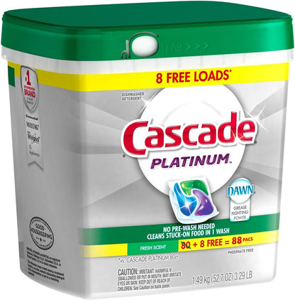 Cascade Platinum Power Boost Dishwasher Pods, Dishwasher Detergent, Dishwasher Soap, Dish Tabs, Dishwashing Tablets, Dish Detergent, Lemon, Actionpacs, 37 Count