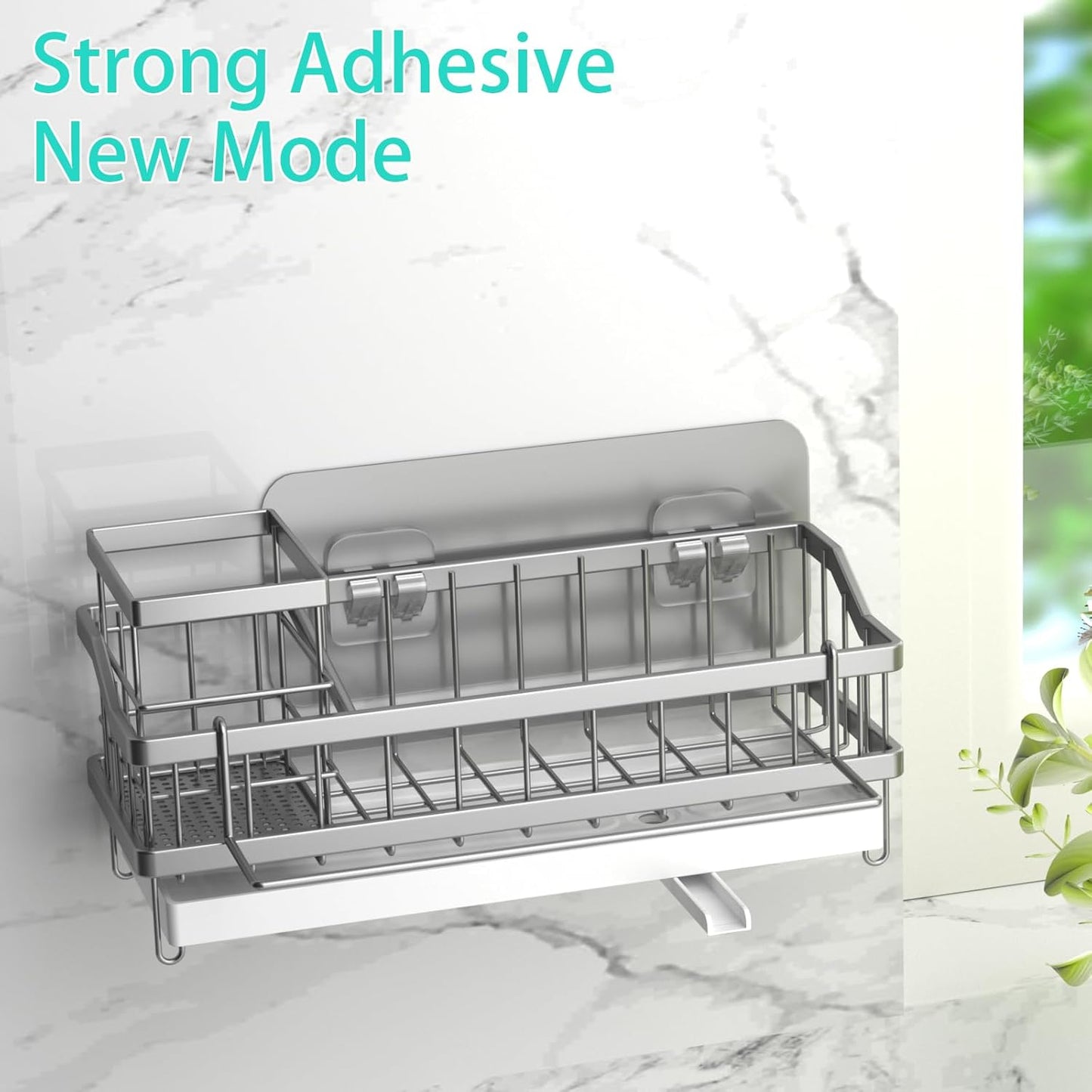 Sponge Holder for Kitchen Sink - Countertop Rustproof Stainless Steel, Sink Caddy, Kitchen Gadgets Accessories (Black)