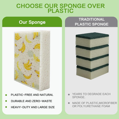 Cellulose Sponges, Large Size 4" x 6" x 1" - Heavy Duty Scrub Kitchen Sponge, Clean Tough Messes Without Scratching Kitchen Cleaning Pads, Pop Up Eco DIY (6 Pack), Green