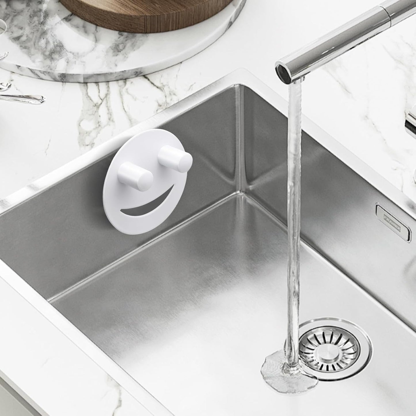 2 Pack Stainless Steel Smiley Face Dish Sponge Holder, Silver Sink Caddy Organizer Storage with Suction Cup for Kitchen, Kitchen Accessories Decor Scrubber-Silver