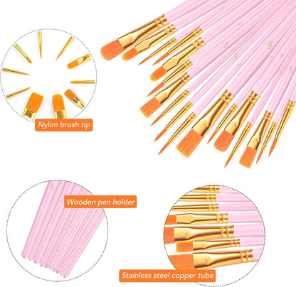 Acrylic Paint Brush Set, 1 Packs / 10 pcs Watercolor Brushes Painting Brush Nylon Hair Brushes for All Purpose Oil Watercolor Painting Artist Professional Kits.