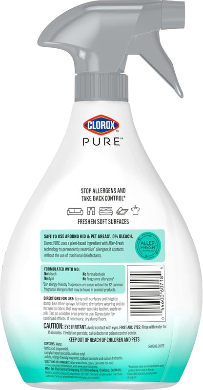 Clorox PURE Allergen Neutralizer Fabric and Carpet Spray, Clean Breeze, 26 Fluid Ounces (Pack of 2)