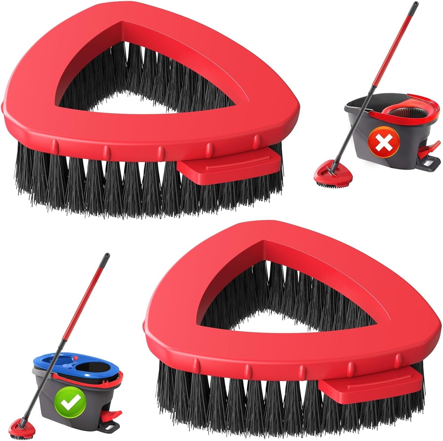 2 Pack 2-Tank Spin Mop Scrub Brush Head Replacement for O Ceda RinseClean 2-Tank System(Blue), Hard Bristle Scrubber Brush for Floor Cleaning Accessories (Not Fit for EasyWring 1-Tank)