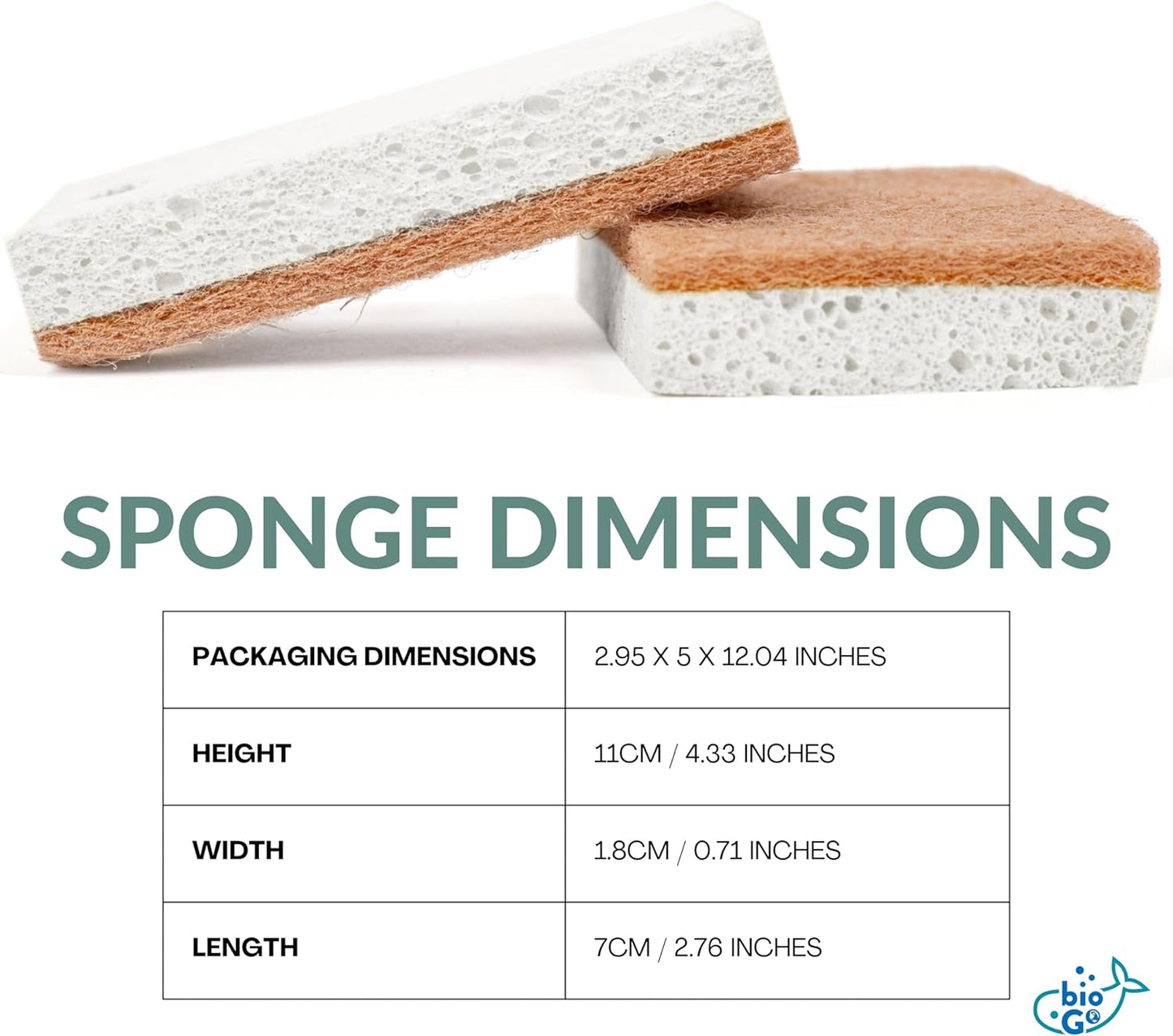 bioGo 12 Pack Natural Biodegradable Kitchen Sponges - Eco-Friendly, Compostable, Cellulose Dish - Compostable - Biodegradable - Cellulose Sponge