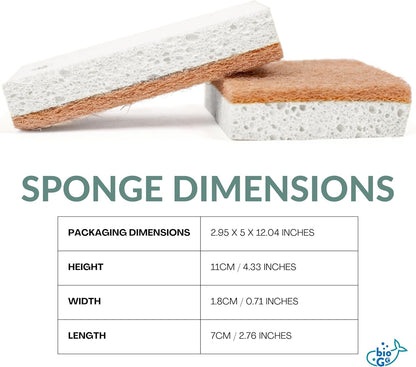 bioGo 12 Pack Natural Biodegradable Kitchen Sponges - Eco-Friendly, Compostable, Cellulose Dish - Compostable - Biodegradable - Cellulose Sponge