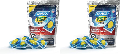 Camco TST MAX RV Toilet Treatment Drop-INs - Control Unwanted Odors & Break Down Waste and Tissue - Safe Septic Tank Treatment - Orange Scent, 30-Pack (41183)