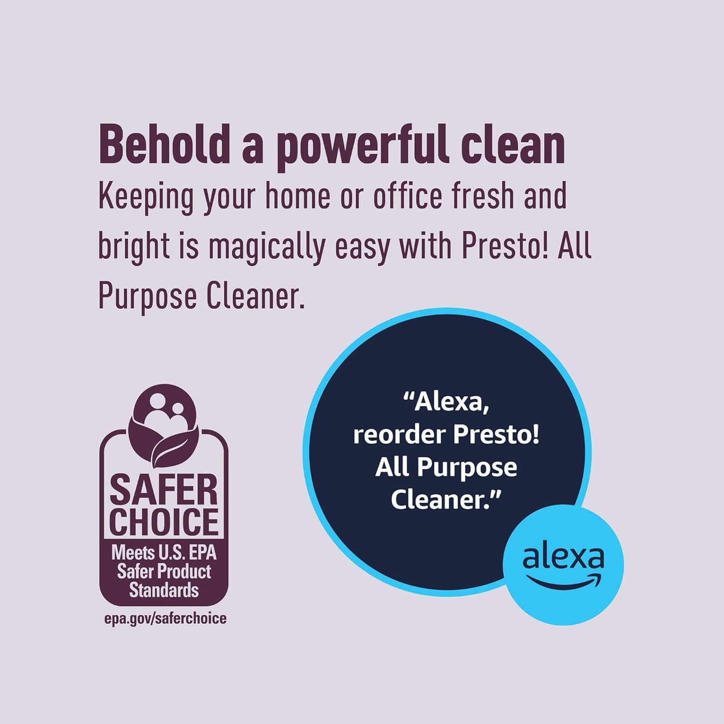 Amazon Brand - Presto! All Purpose Cleaner, Lemon Scent, Streak-Free Formula, Safe for Stainless Steel, 32 fl oz, 2-Pack