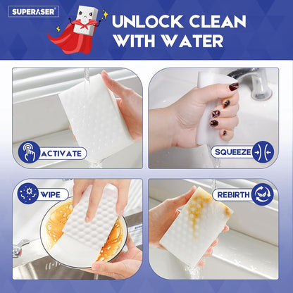 Magic Sponge 10 Pack Textured Quick Series, Effortlessly Erase Scuff Marks and Stains from Multiple Surfaces with No Harsh Chemicals