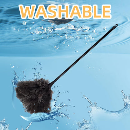 Ostrich Feather Duster, 20 Inch Fluffy Mini Duster Brush Washable with Long Plastic Handheld, Handheld Feather Dusters for Cleaning Supplies Window Blind Duster Home Car Keyboard Office