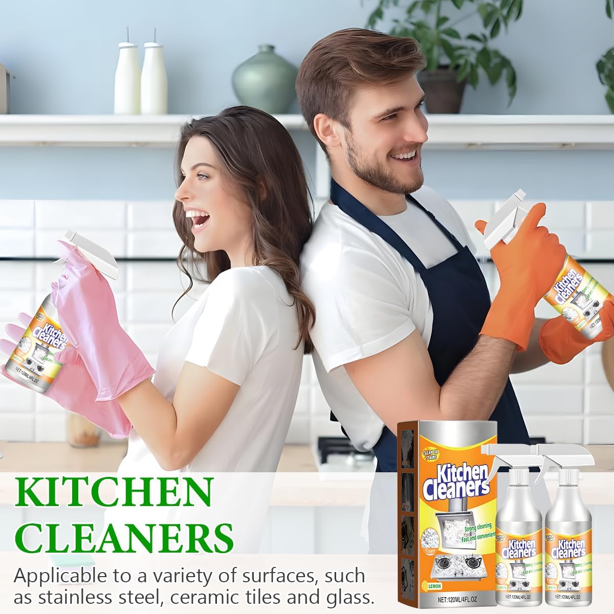 2PCS Kitchen foam Cleaner, Stubborn Stains Cleaner, Domestic Cooktops, All-purpose Kitchen Pots and Pan Cleanerrange Hoods, Kitchen Bubble Cleaner Spray, Grime and Grease, Cleanboss, 4 Fl.oz(120ml)