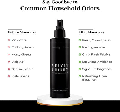 Mavwicks Fragrances - (Luxe) Linen & Room Spray (8oz) – Bedroom & Home Fragrance Mist, Long-Lasting Freshness To Brighten Up Your Space, Fabric & Air Freshener, Aromatherapy Scent Spray