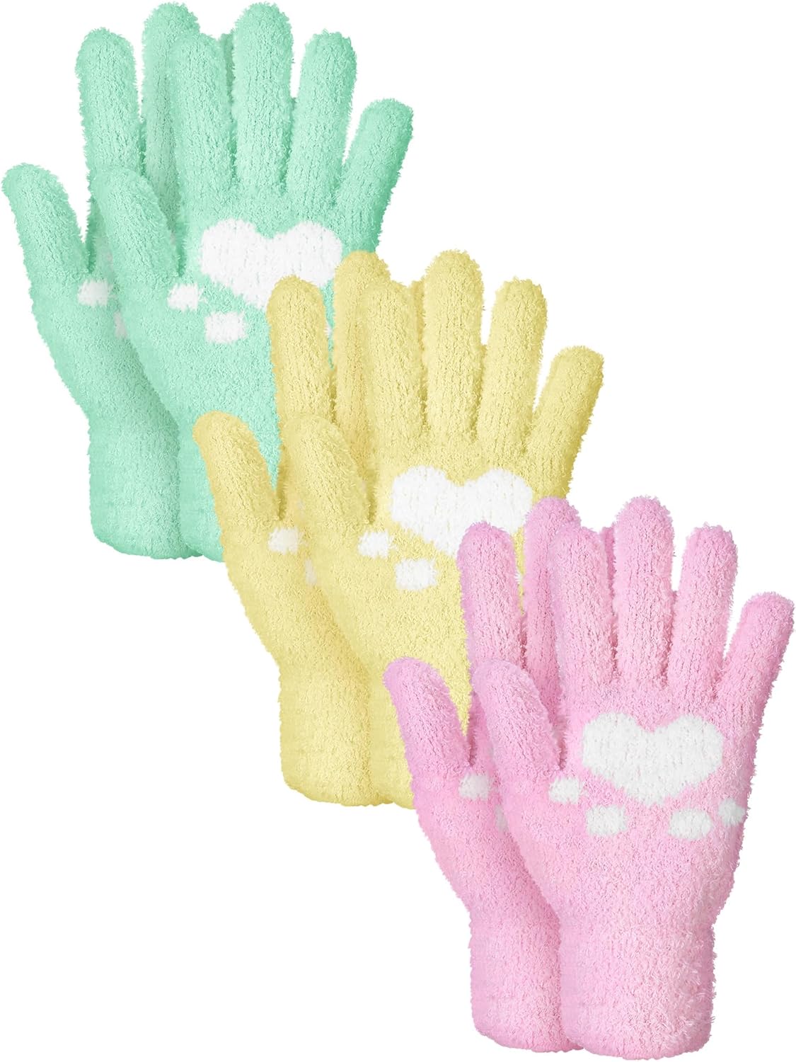 Patelai 3 Pairs Microfiber Plant Dusting Gloves Leaf Cleaning Gloves for Indoor Plants, Blinds, Furniture, House (Green Yellow,Blue,Pink,Medium)