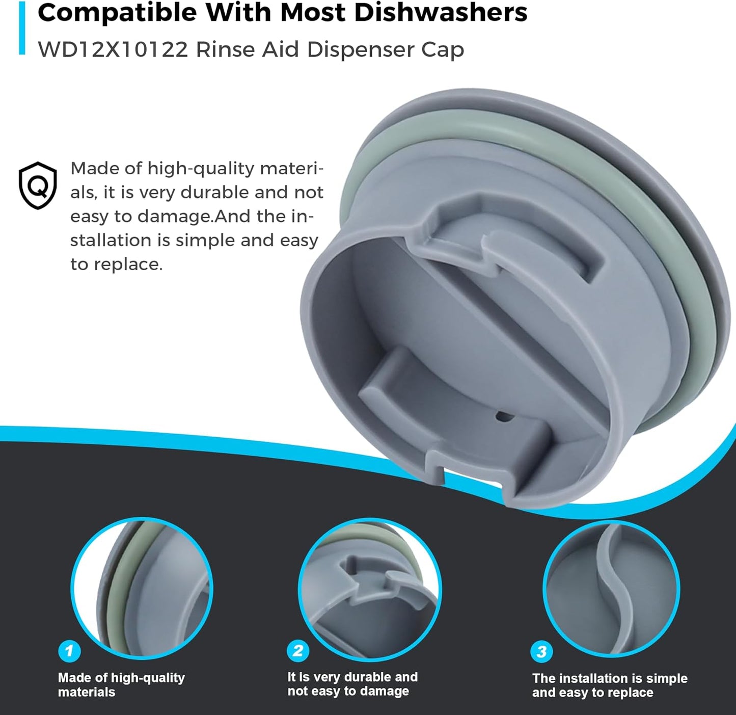 Romalon WD12X10122 Dishwasher Rinse Aid Dispenser Cap Fit for GE Dishwasher Replaces WD12X10102 WD12X10200 PS958932 EAP958919