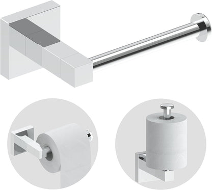 RUACQ Toilet Paper Holder Stand with Toilet Brush and Holder Set, 304 Stainless Steel Bathroom Toilet Tissue Paper Roll Holder Free Standing, Weighted Base, Heavy Duty (Matte Black)