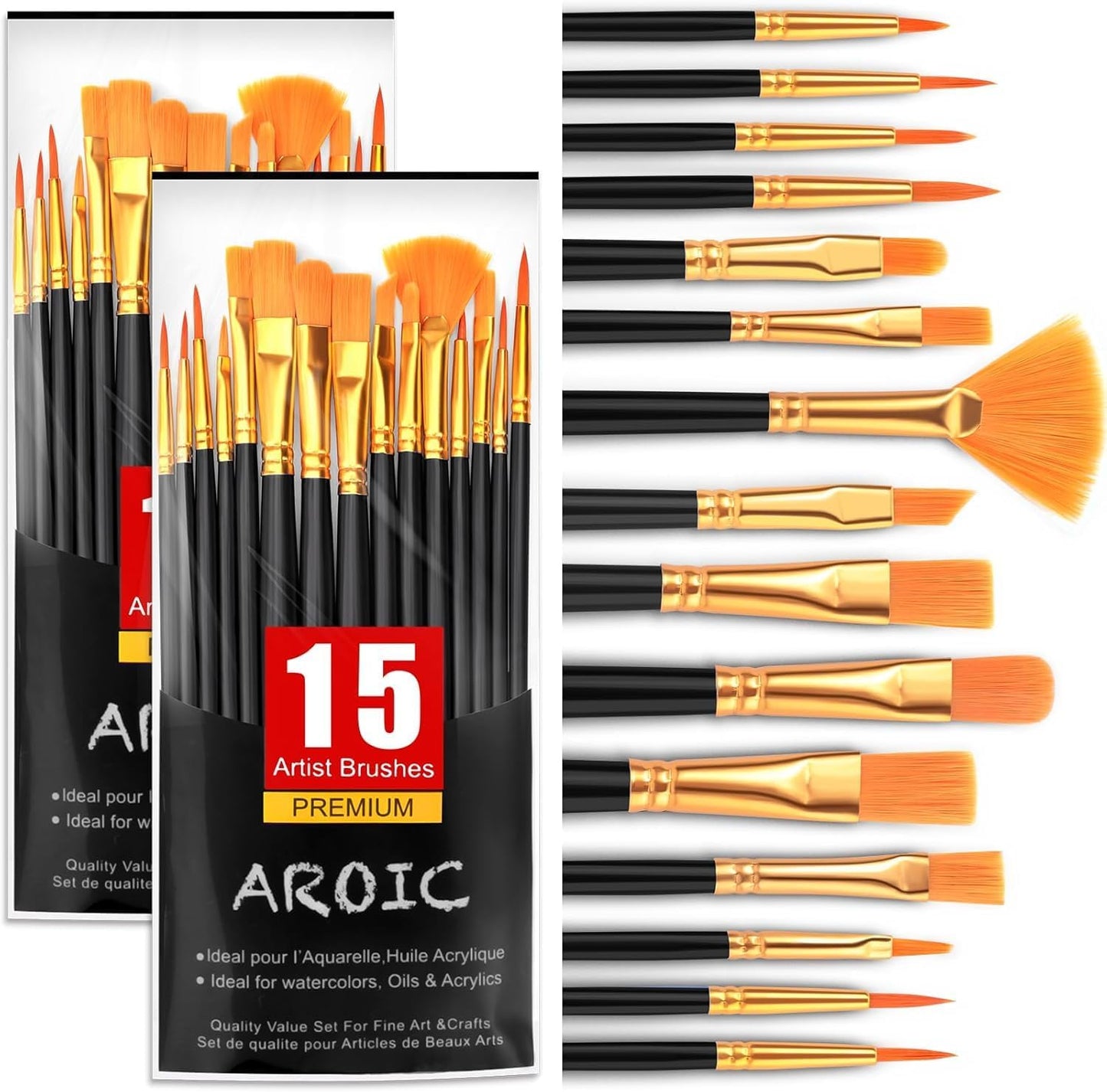 Acrylic Paint Brush Set, 1 Packs / 10 pcs Watercolor Brushes Painting Brush Nylon Hair Brushes for All Purpose Oil Watercolor Painting Artist Professional Kits.