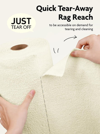 Fantasticlean Microfiber Cleaning Cloth Roll -75 Pack, Tear Away Microfiber Towels, 12" x 12", Reusable, Washable, Scratch Free, Ultra Absorbent Dishcloth for All-Around Cleaning Supplies (White)