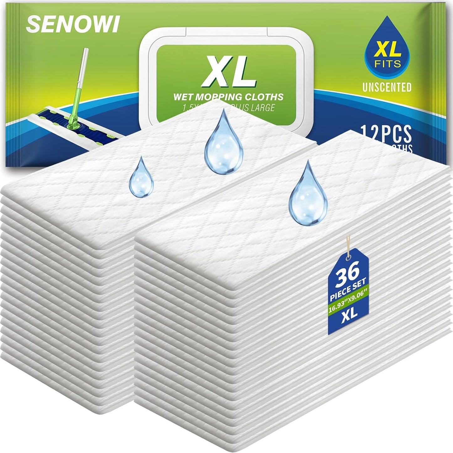 XL Wet Pads Refills Compatible with Swiffer Sweeper XL Mop, Disposable Heavy Duty Wet Mopping Cloths Refill XL for Hardwood Floor Mopping and Cleaning, Unscented, 24 Count