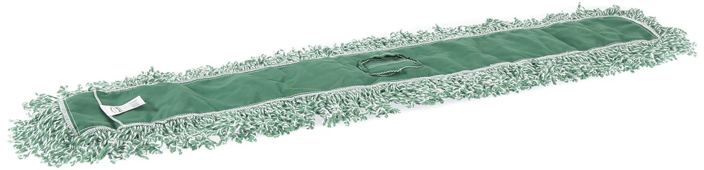 Rubbermaid Commercial Products Looped-End-Dust Mop Head Replacement 48-Inch Green Microfiber Blend Heavy Duty Industrial Wet Mop For Floor Cleaning Office/School/Stadium/Lobby/Restaurant