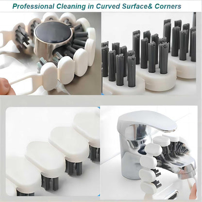 Crevice Cleaning Brush Hard Bristle Grout Brush Scrub Brush Toilet Brush Cleaning Tools Cleaning Supplies for Household Use Bathroom Kitchen 3 Pcs (Black&Blue)