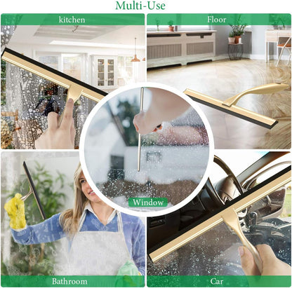 Stainless Steel Squeegee for Shower Doors, All-Purpose Shower Squeegee for Bathroom, Window and Car Glass, 14 Inches