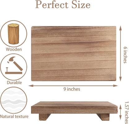 zoocatia Small Wood Tray Pedestal Stand Farmhouse Bathroom Decor Decorative Wooden Riser Kitchen Soap Dish Holder for Vanity, Counter, Sink, 9" x 5.9" - Black