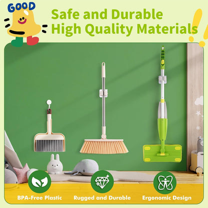 Kids Spray Mop, Fun & Functional Toddler Mop Cleaning Set,Real Working Mini Mop, Pretend Play Toy –Includes Spray Bottle,Washable Microfiber Pads, Montessori Kids Cleaning Toy Set -Green