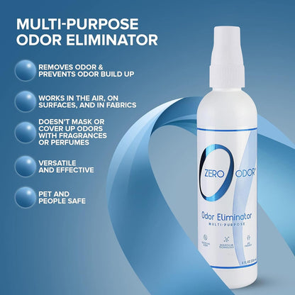 Zero Odor – Multi-Purpose Odor Eliminator - Air & Surface Odor – Patented Technology for Bathroom, Kitchen, Fabric, Closet- Smell Great Again, 16oz