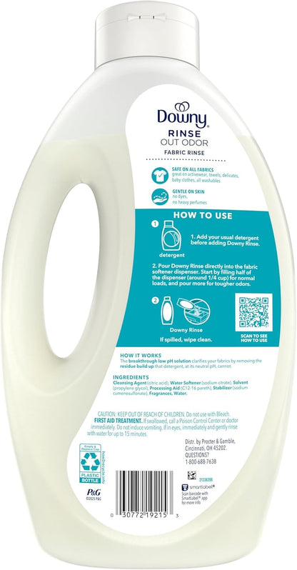Downy Rinse Laundry Odor Remover, Cool Cotton Scent, 48 fl oz, Fabric Softener And Laundry Odor Removal Rinse, Fights Odors At The Source, HE Compatible