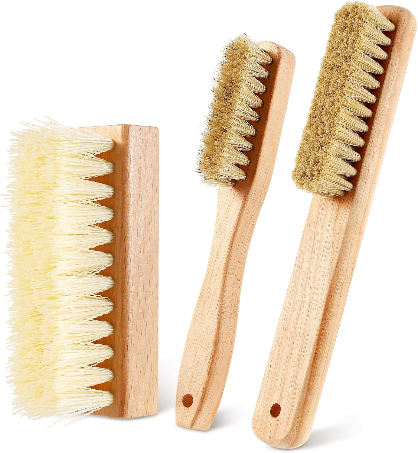 3 Pcs Wood Laundry Stain Brush Stain Remover Brushes with Boar Bristle Small Stain Brush for Clothes for Scrubbing Stains from Furniture Fabric Leather(3 Pcs C)