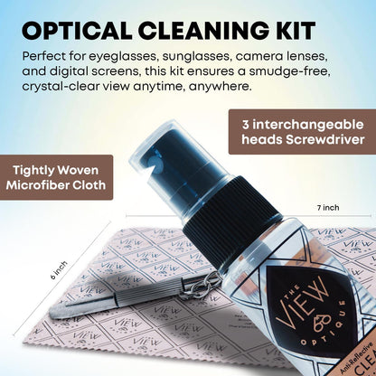 Anti-Reflective Lens Cleaner & Repair Kit – 0.4oz Glasses Cleaner Spray, Microfiber Cloth & Keychain Screwdriver in a Vinyl Snap Case for Eyeglasses, Sunglasses & Screens(3 Piece Set)