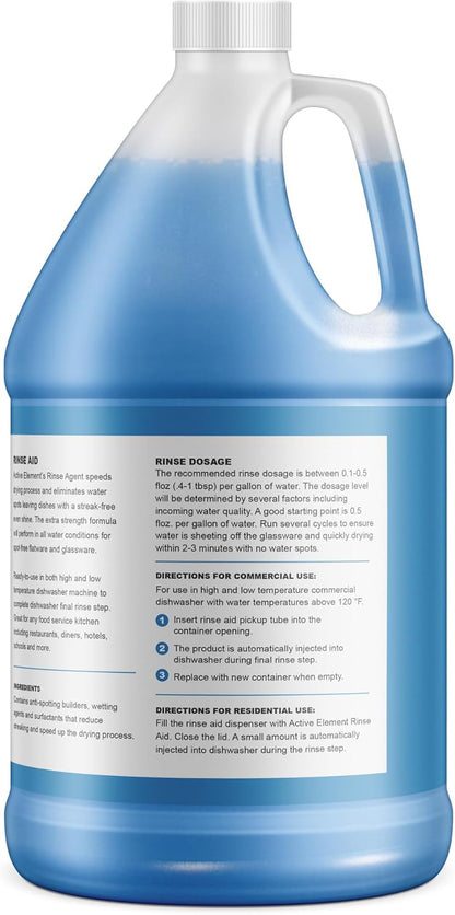 Dishwasher Rinse Aid - 1 Gallon - Extra Strength – Eliminates Water Spots - Sreak Free Shine - Enhances Drying - Dishwasher Rinse Aid Liquid