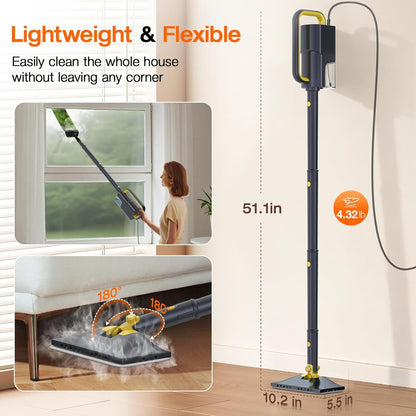 ScrubWiz 10-in-1 Steam Cleaner, Steam Mop & Detachable Handheld Steam Cleaner, 320ml Water Tank, 10s Fast Heating, Portable Steamer for Kitchen, Floor, Tiles, Window, BBQ Grill, Car, Bright White