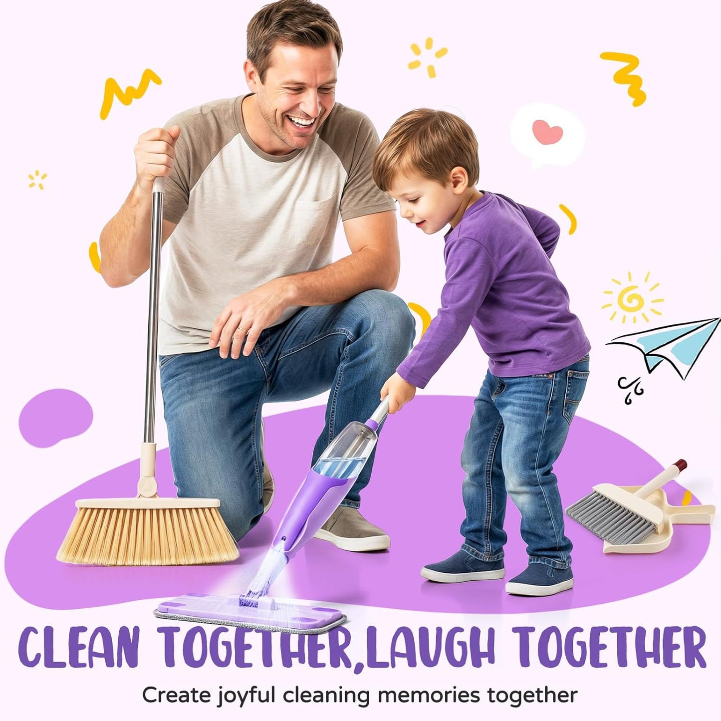 Toddler Spray Mop-Montessori Toys Mini Size Cleaning Mini Mop that Really Spray -Kid Pretend Play Toys Gift for Toddlers Girls Boys