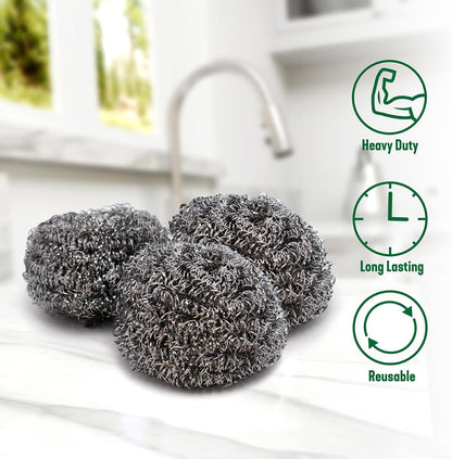 Pine-Sol Heavy-Duty Copper Coated Scrubbers - Premium Scrub Sponges for Cast Iron Pans, Stainless Steel Cookware, Oven Racks, and Grills, 4 Pack