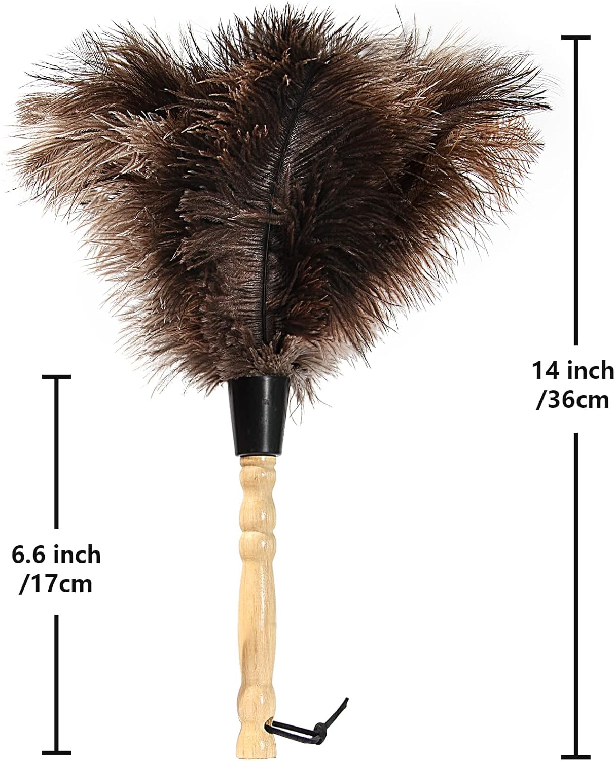 Retractable Ostrich Feather Duster for Cleaning, Fluffy and Natural Feather Duster with Retractable Handle， Reusable Eco-Friendly Handheld Cleaning Supplies (15 inch)