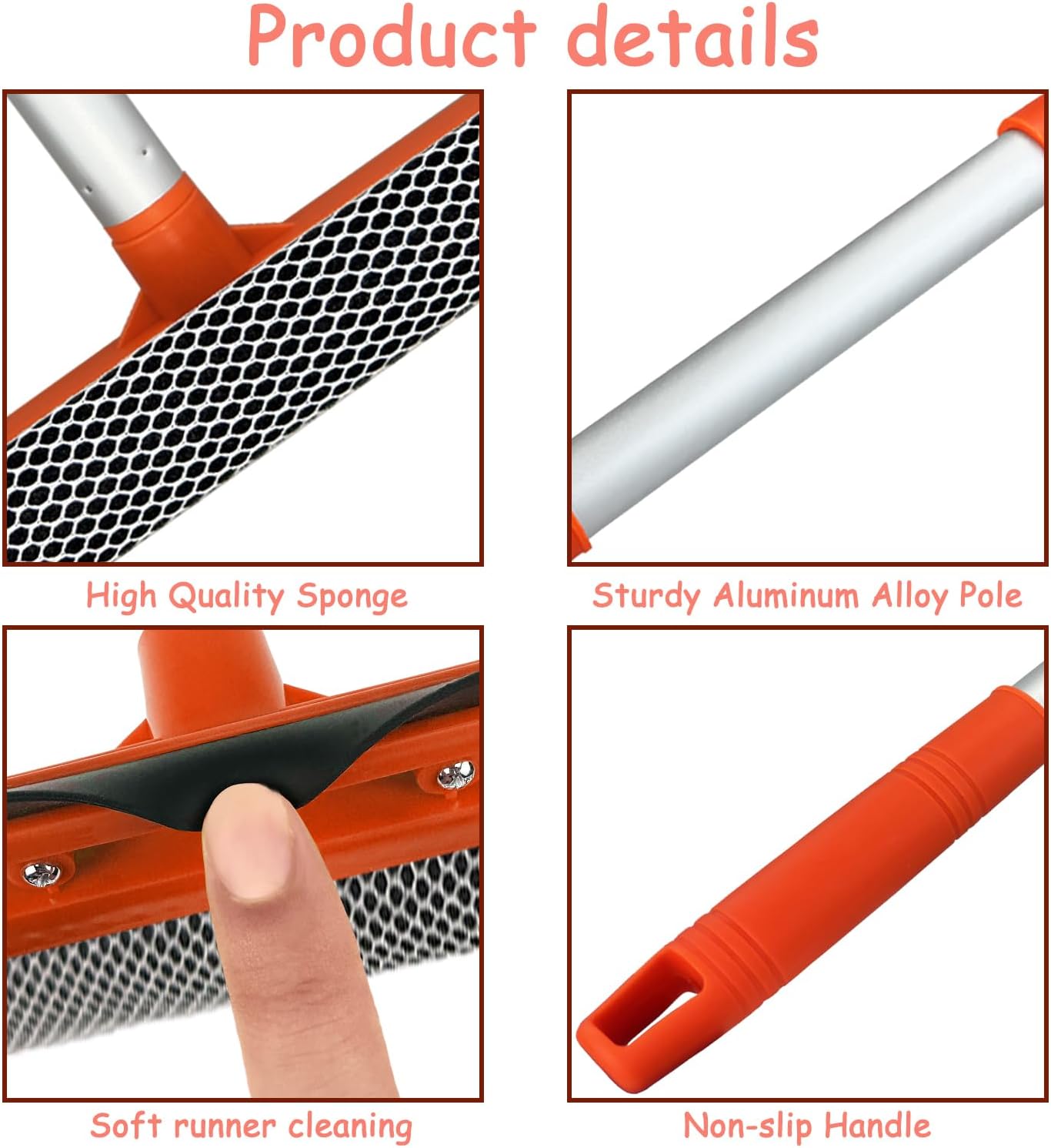 Window Squeegee for Window Cleaning with Retractable Pole 28", Squeegee Window Cleaner Tool 2 in 1 Car Window Cleaning Tool Telescopic Window Washing Equipment, Shower Squeegee for Glass Door